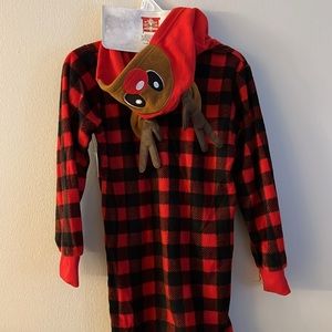 REINDEER Onesie Buffalo Plaid Pajama * UNISEX Child 6/7 * Holiday Winter PJ’s *